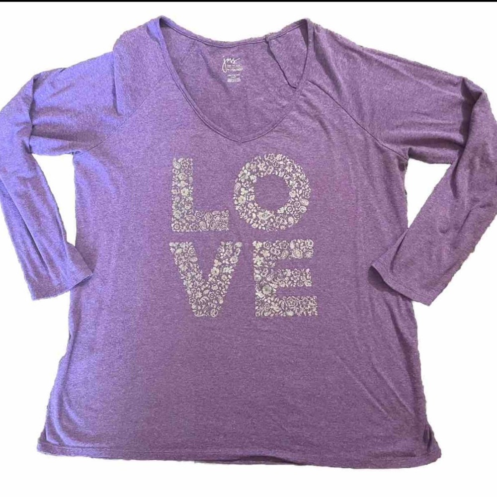 Hanes Long sleeve tee purple LOVE 16W